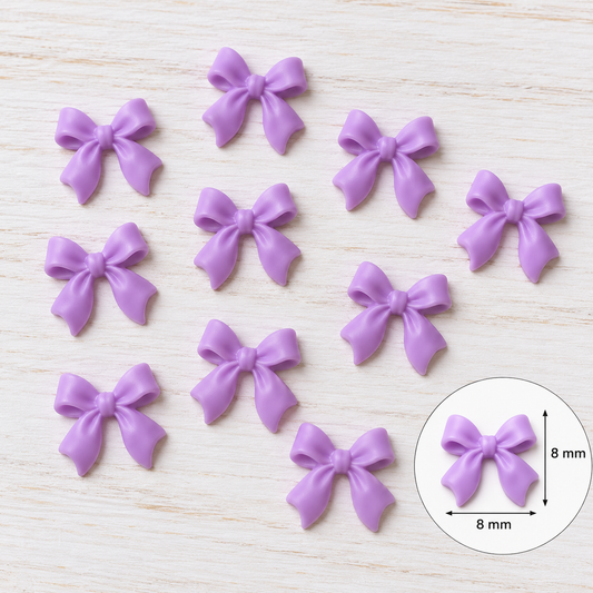 Bijoux d'ongles 3D – Nœuds mauves – Lot de 10