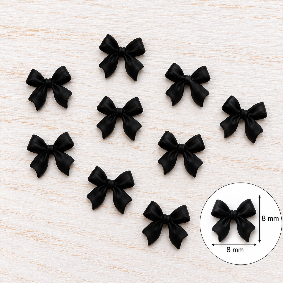 Bijoux d’ongles 3D – Nœuds noirs – Lot de 10