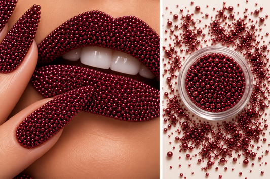 Perles caviar bordeaux pour nail art – Tailles assorties