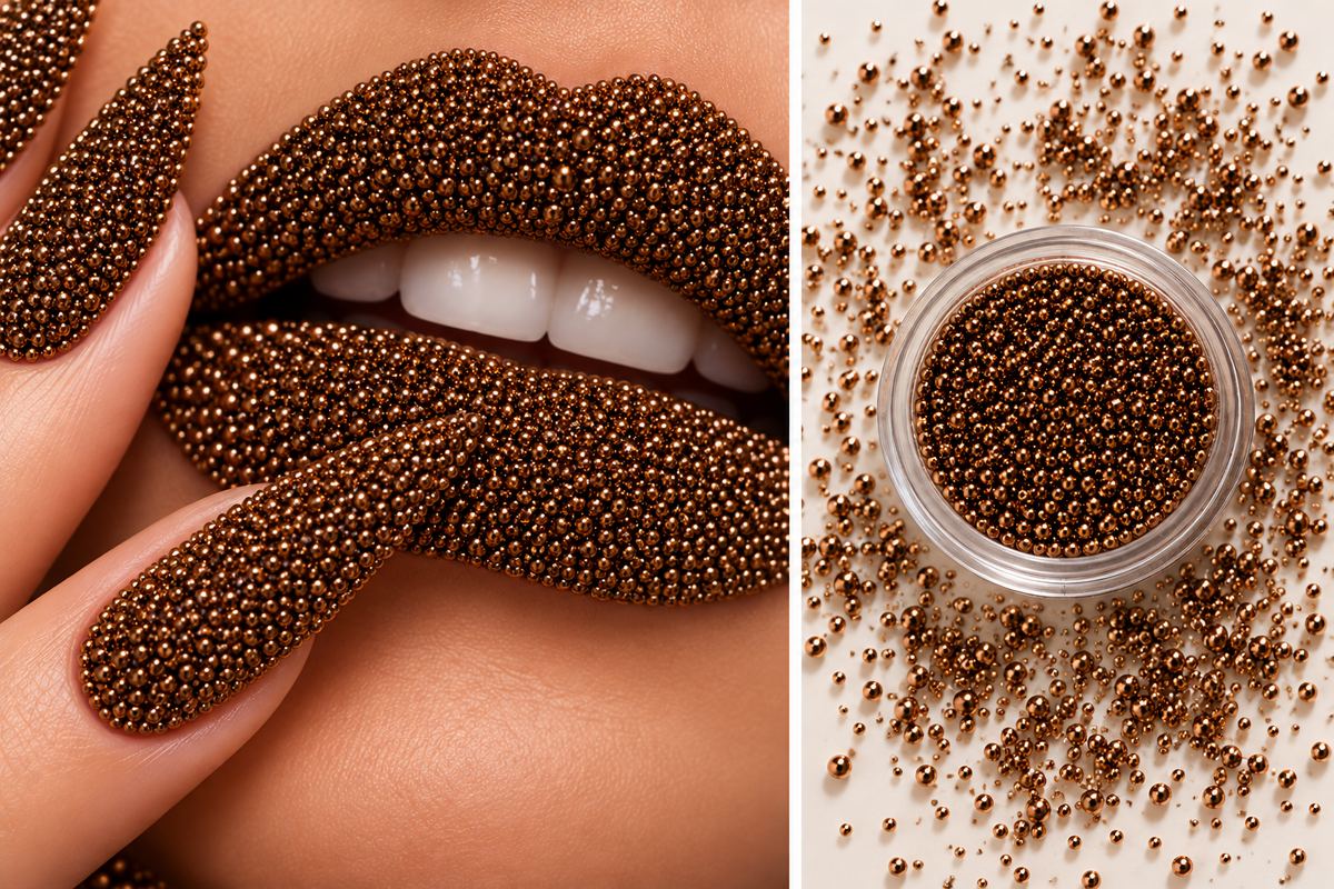 Perles caviar mordorées pour nail art – Tailles assorties