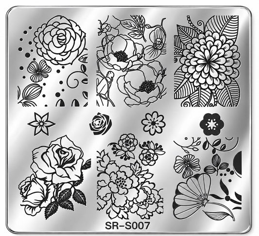 Plaque de stamping – Jardin fleuri