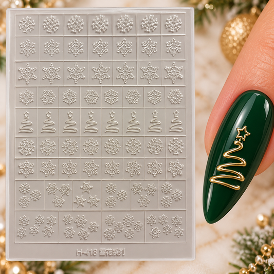 Pochoirs pour ongles – Flocons et sapins de Noël