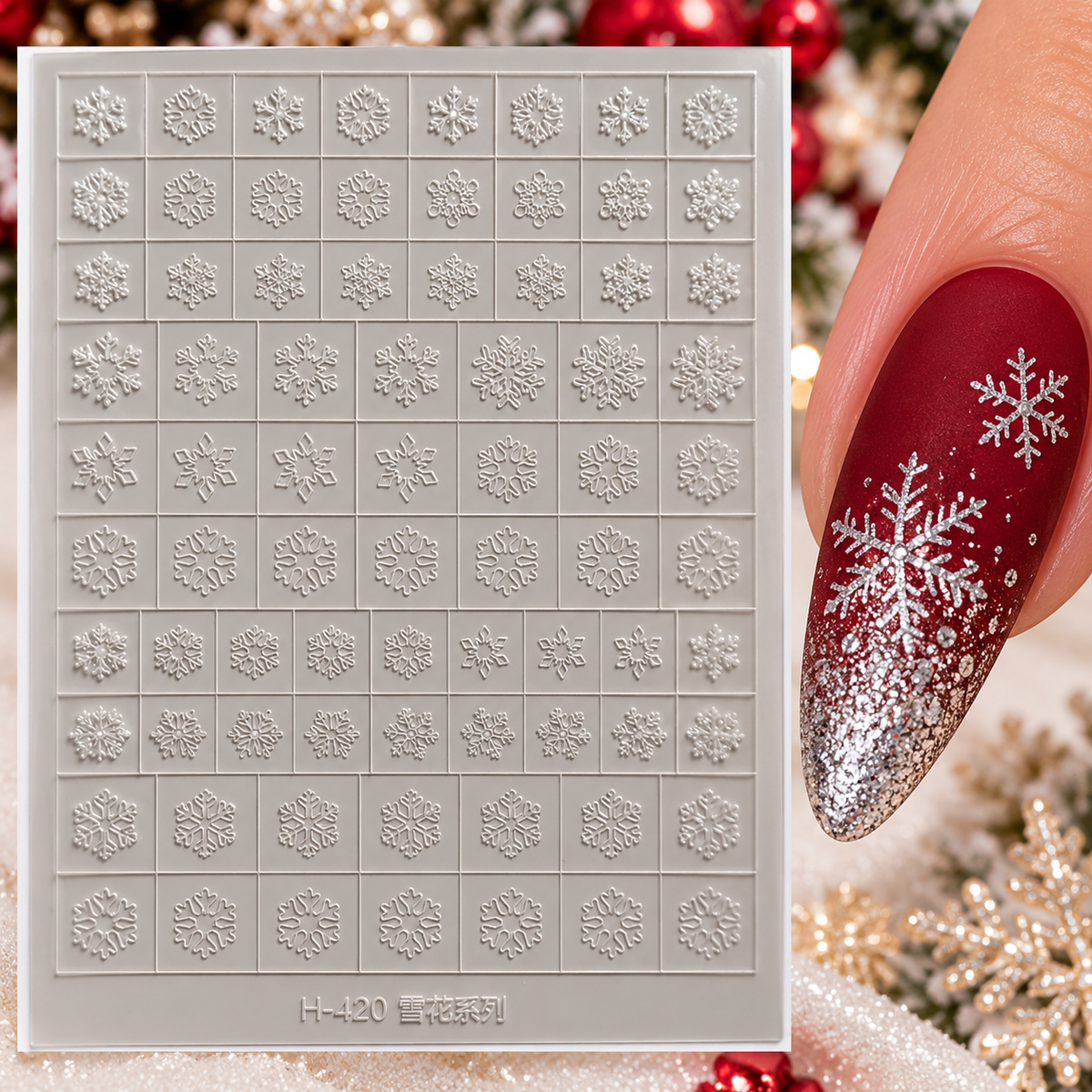 Pochoirs pour ongles – Flocons de neige assortis