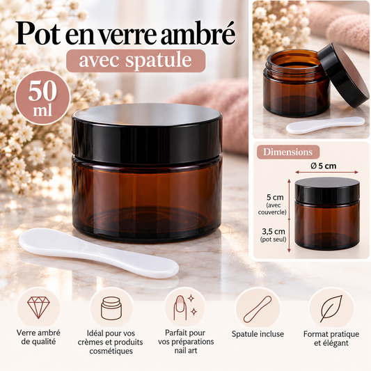 Pot en verre ambré 50 ml avec spatule