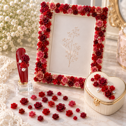 Petites roses 3D rouges et roses – Décoration Nail Art et loisirs créatifs