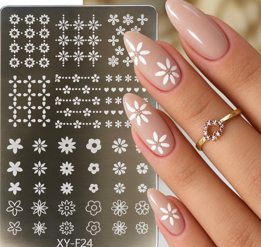 Plaque de stamping Nail Art – Petites fleurs