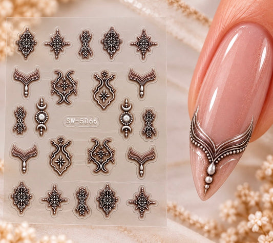 Stickers pour ongles – Arabesques et ornements en relief