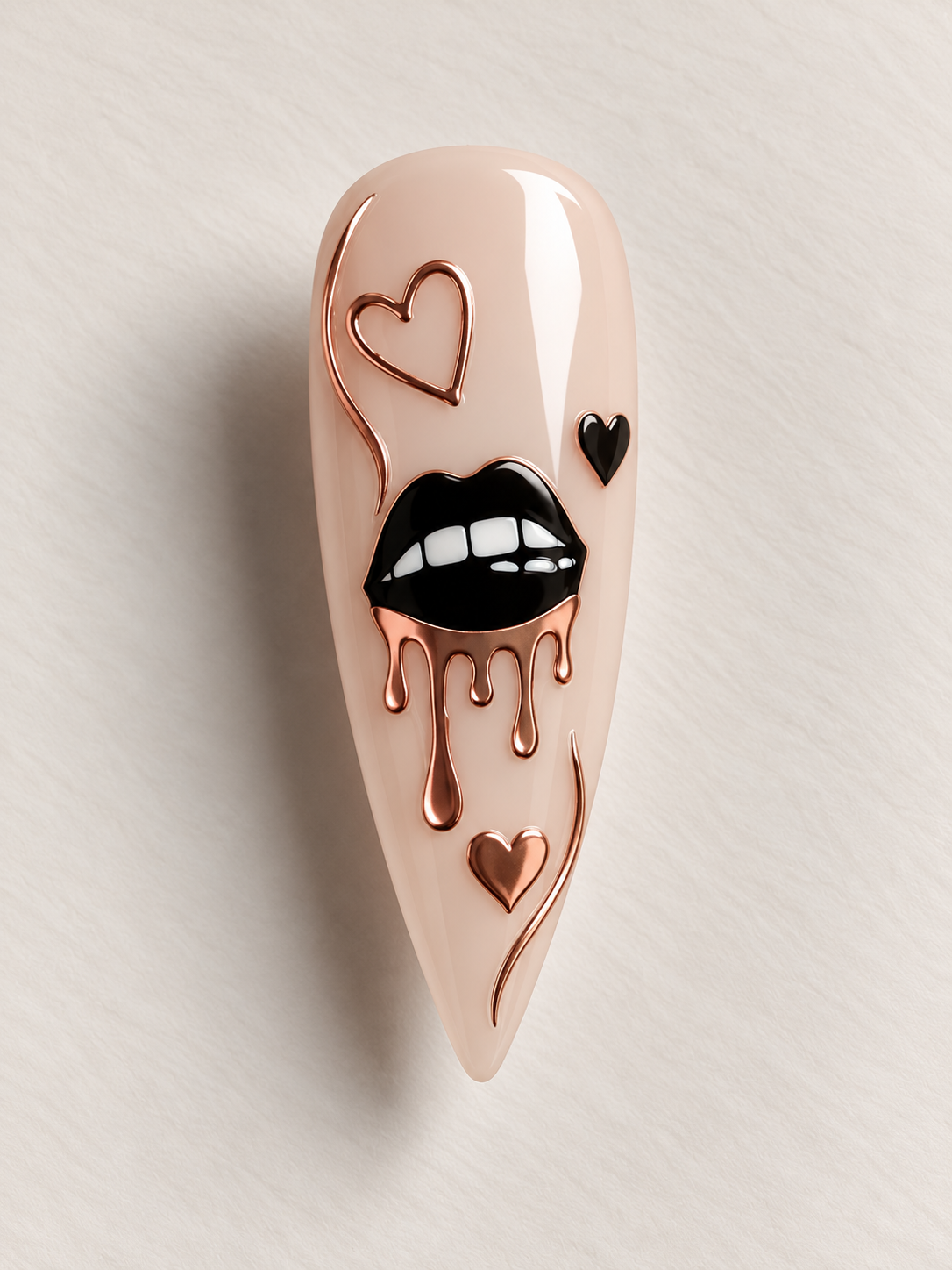 Stickers pour ongles bouches, cœurs et cerises cuivre – Nail Art