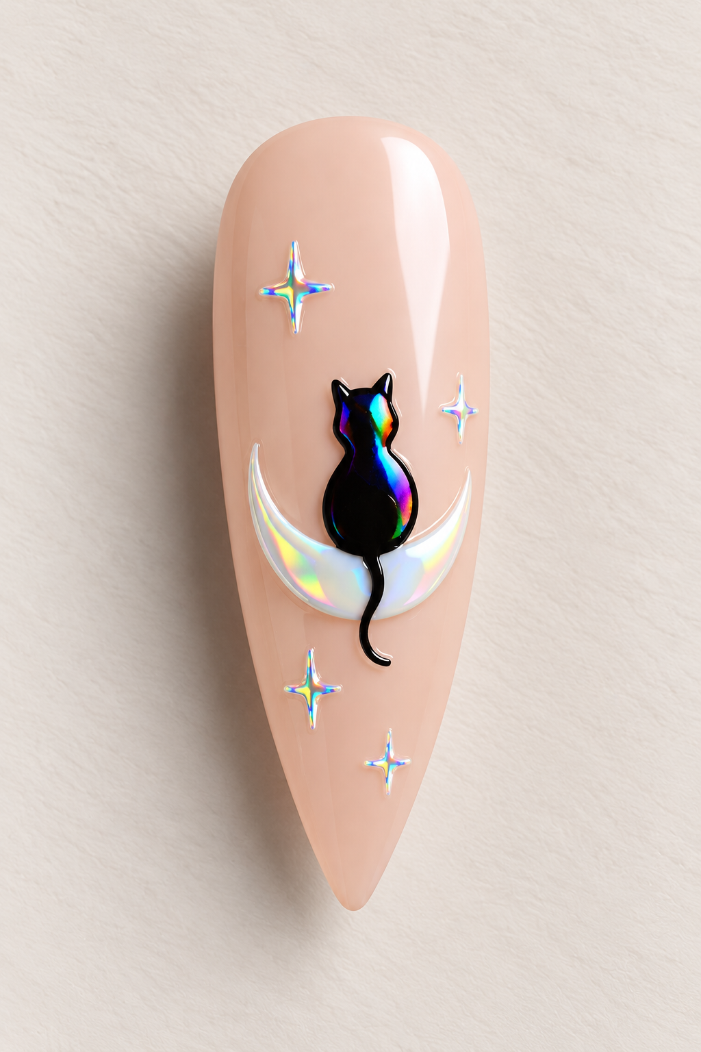 Stickers pour ongles – Chats noirs & lunes irisées