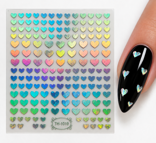 Stickers pour ongles – Cœurs argentés holographiques