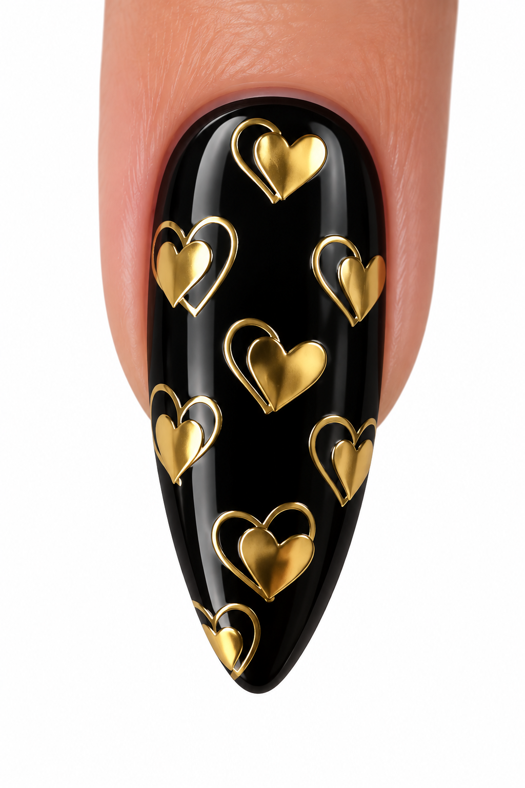 Stickers pour ongles – Cœurs dorés pleins et contours