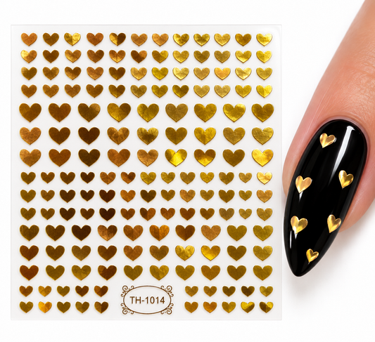 Stickers pour ongles – Cœurs dorés