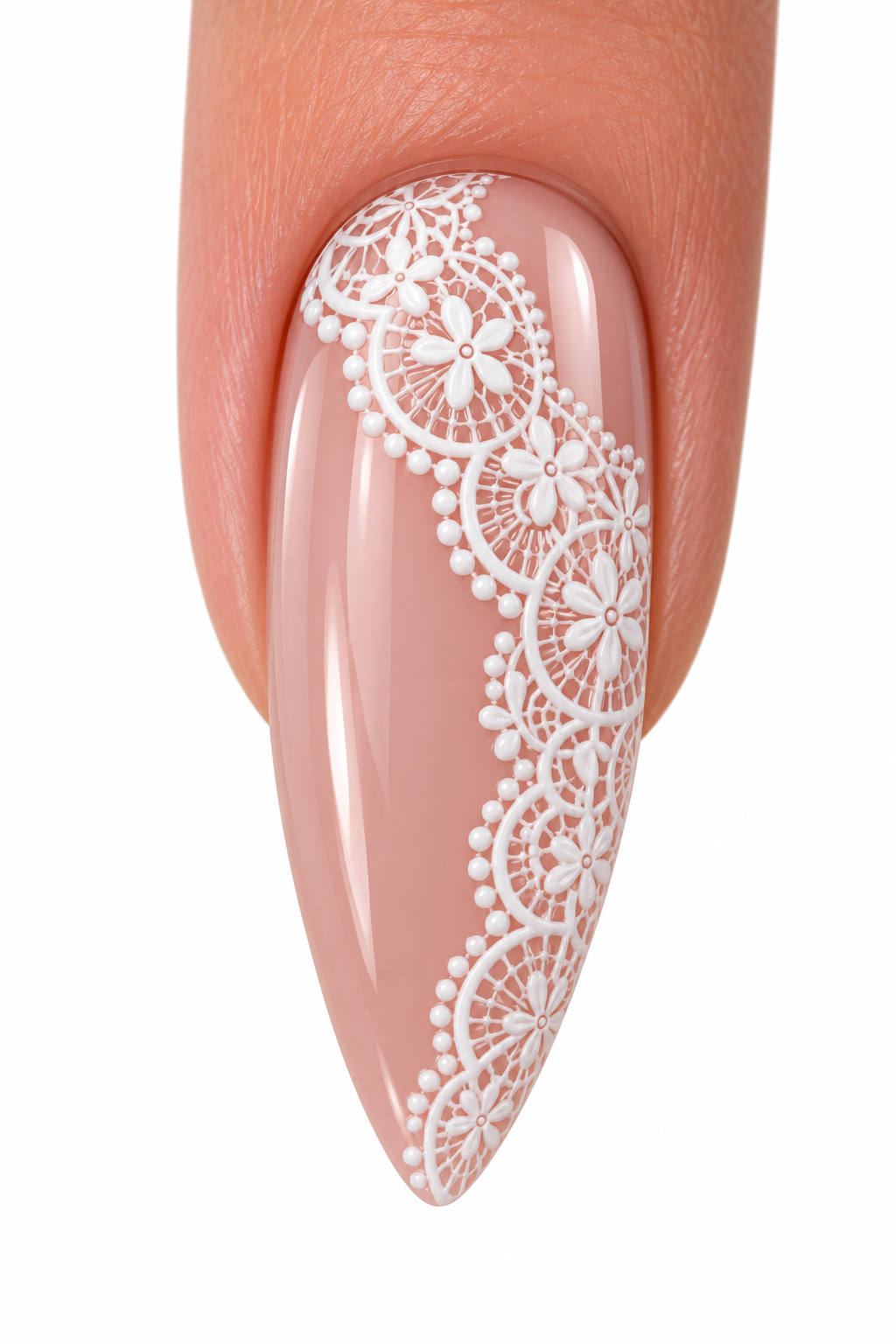 Stickers pour ongles – Dentelle blanche en relief