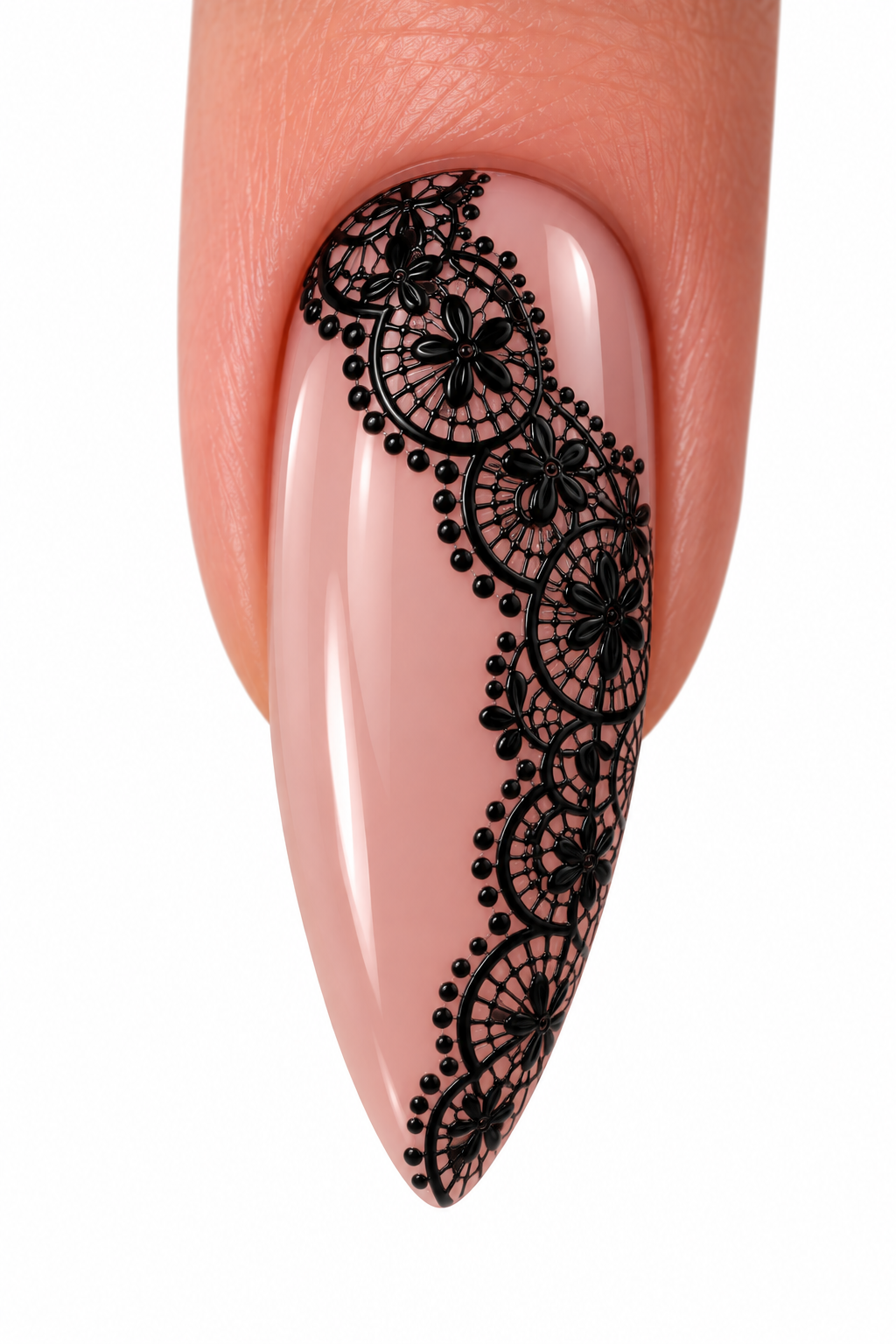 Stickers pour ongles – Dentelle noire en relief