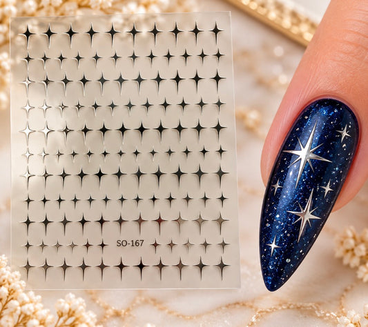 Stickers pour ongles – Étoiles argentées