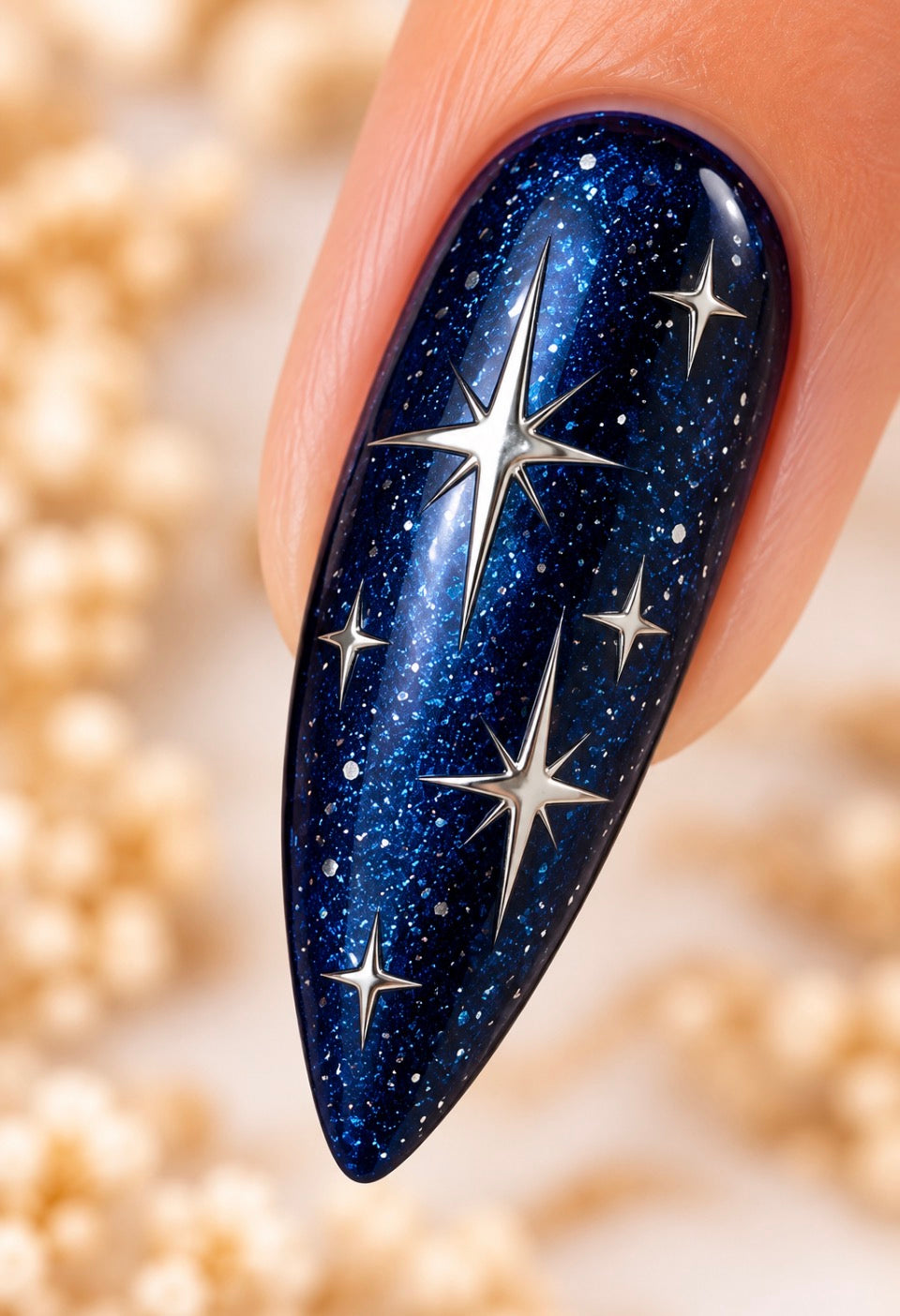 Stickers pour ongles – Étoiles argentées