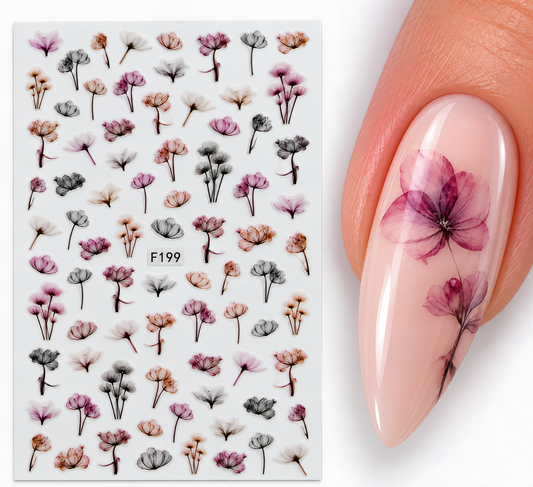 Stickers pour ongles – Fleurs effet aquarelle
