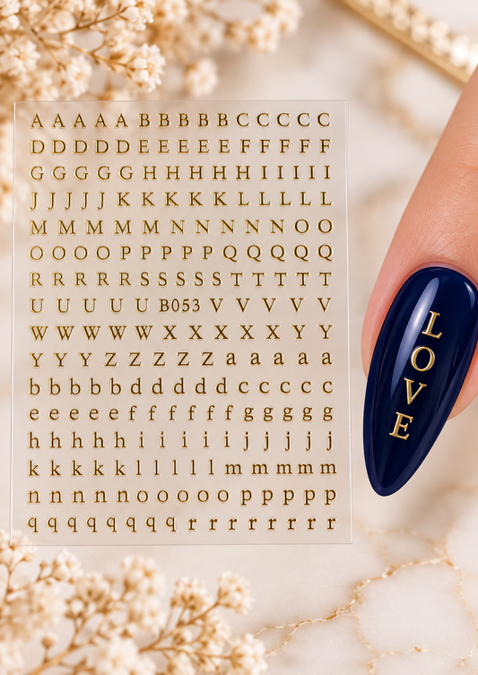 Stickers pour ongles – Lettres dorées alphabet