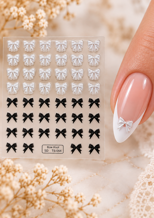 Stickers pour ongles – Nœuds blancs et noirs