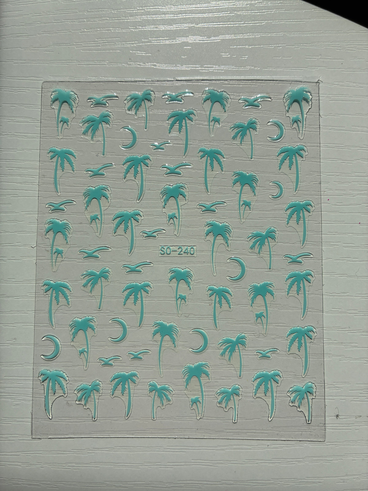 Stickers pour ongles – Palmiers turquoise, oiseaux et lunes