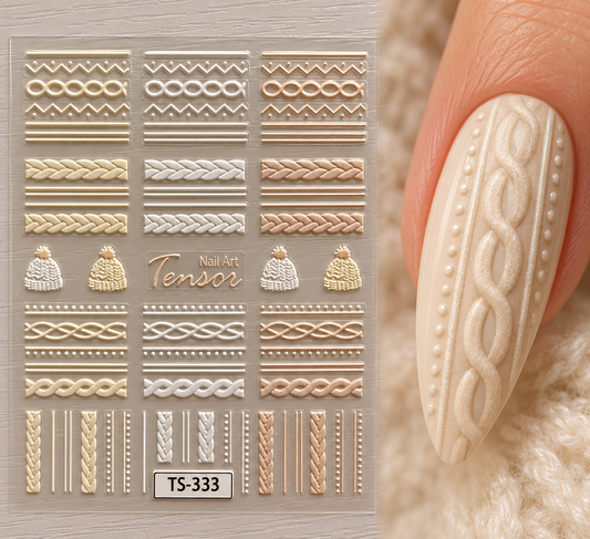 Stickers pour ongles – Nail Art façon pull en relief