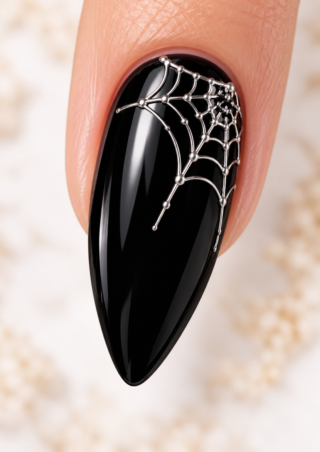 Stickers pour ongles – Toiles d’araignée argentées