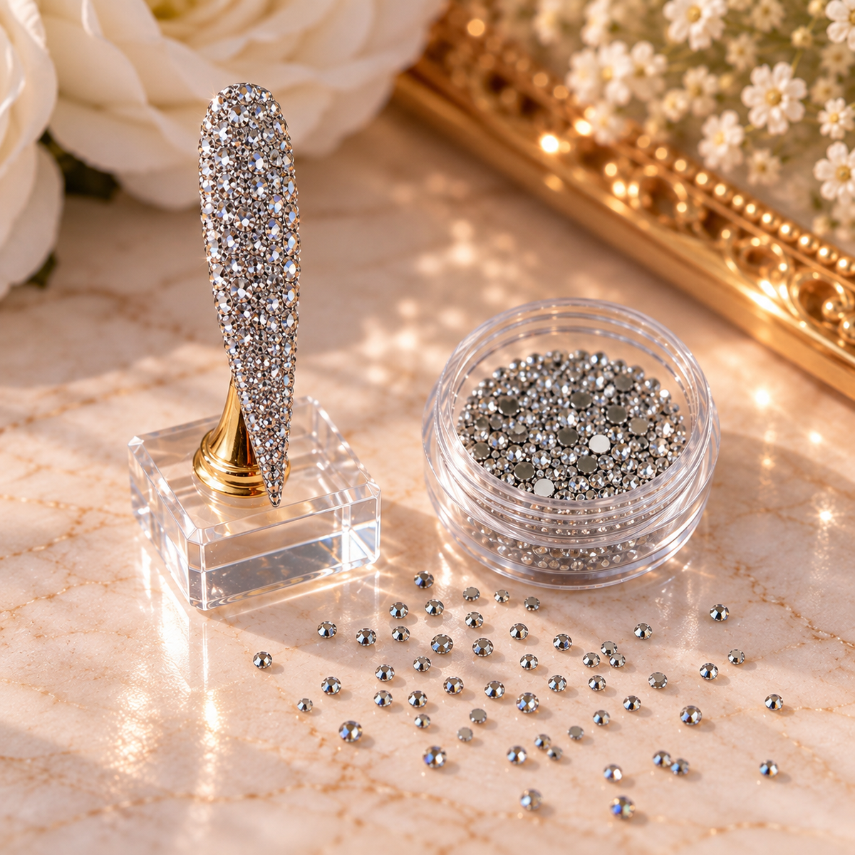 Strass argentés assortis – Décoration Nail Art