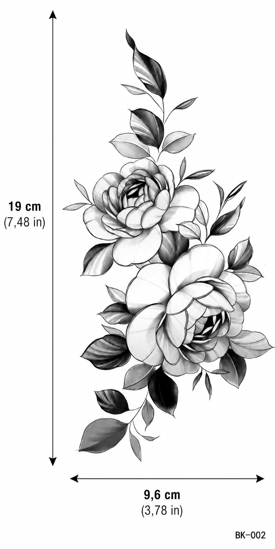 Grand tatouage éphémère floral – Fleurs & Feuillages