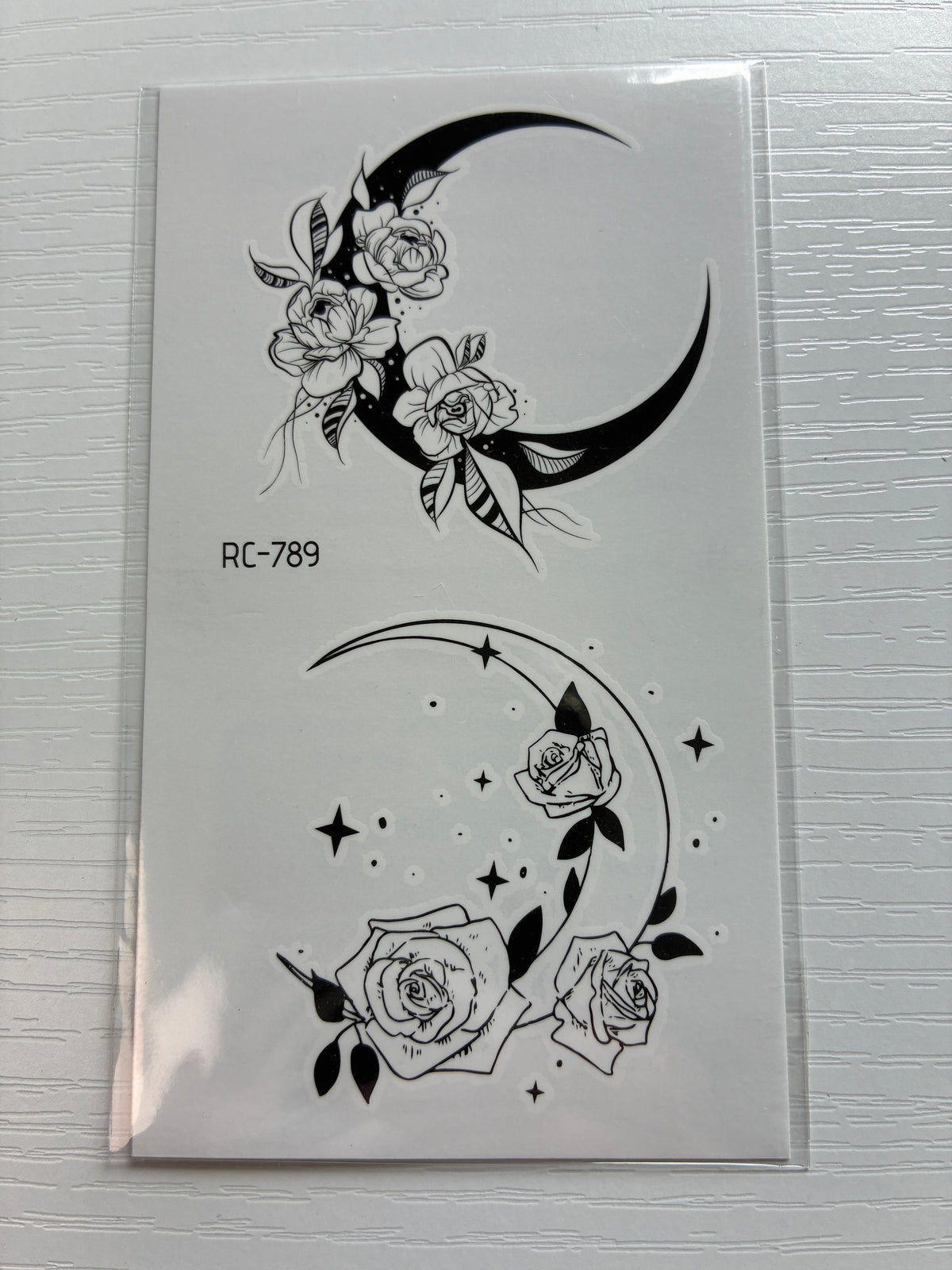 Planche de tatouages éphémères Lunes & Roses – 2 motifs