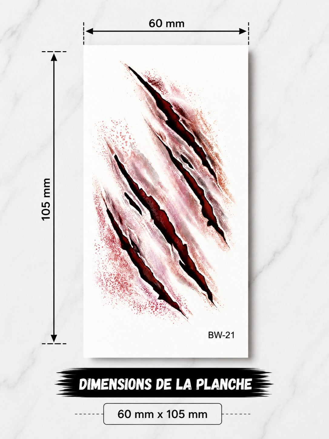 Planche de tatouages éphémères Griffures Sanglantes – Halloween