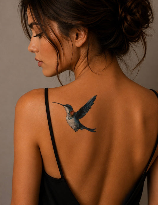 Tatouage éphémère colibri aquarelle N°2 – 2 tatouages