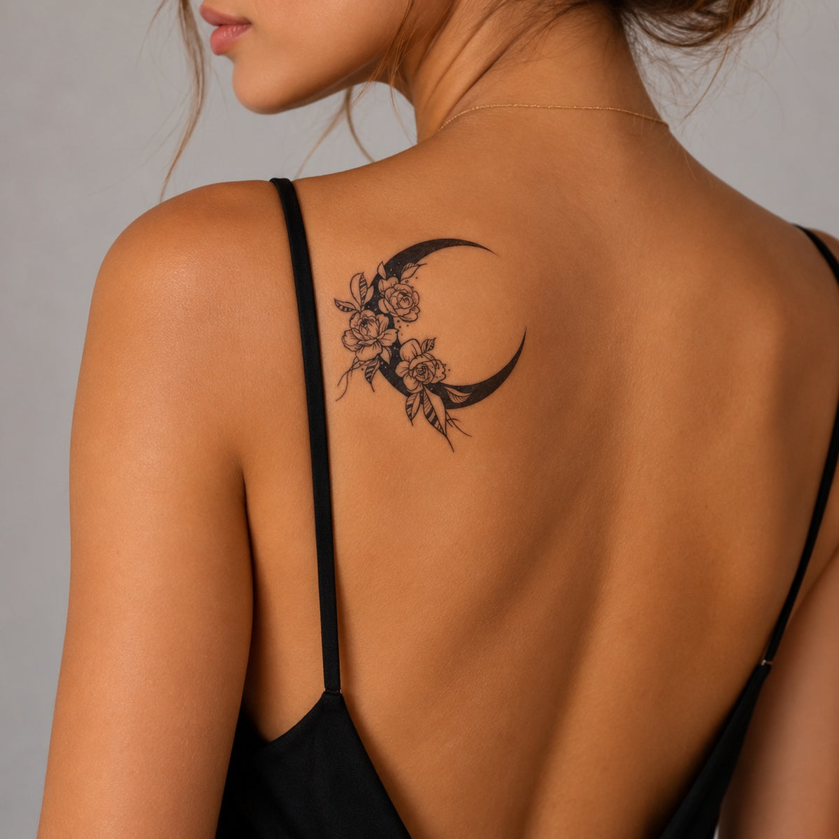 Planche de tatouages éphémères Lunes & Roses – 2 motifs