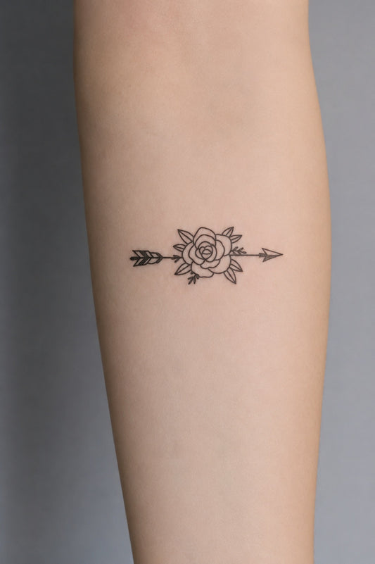 Planche de tatouages éphémères Fleurs & Flèches – 5 motifs