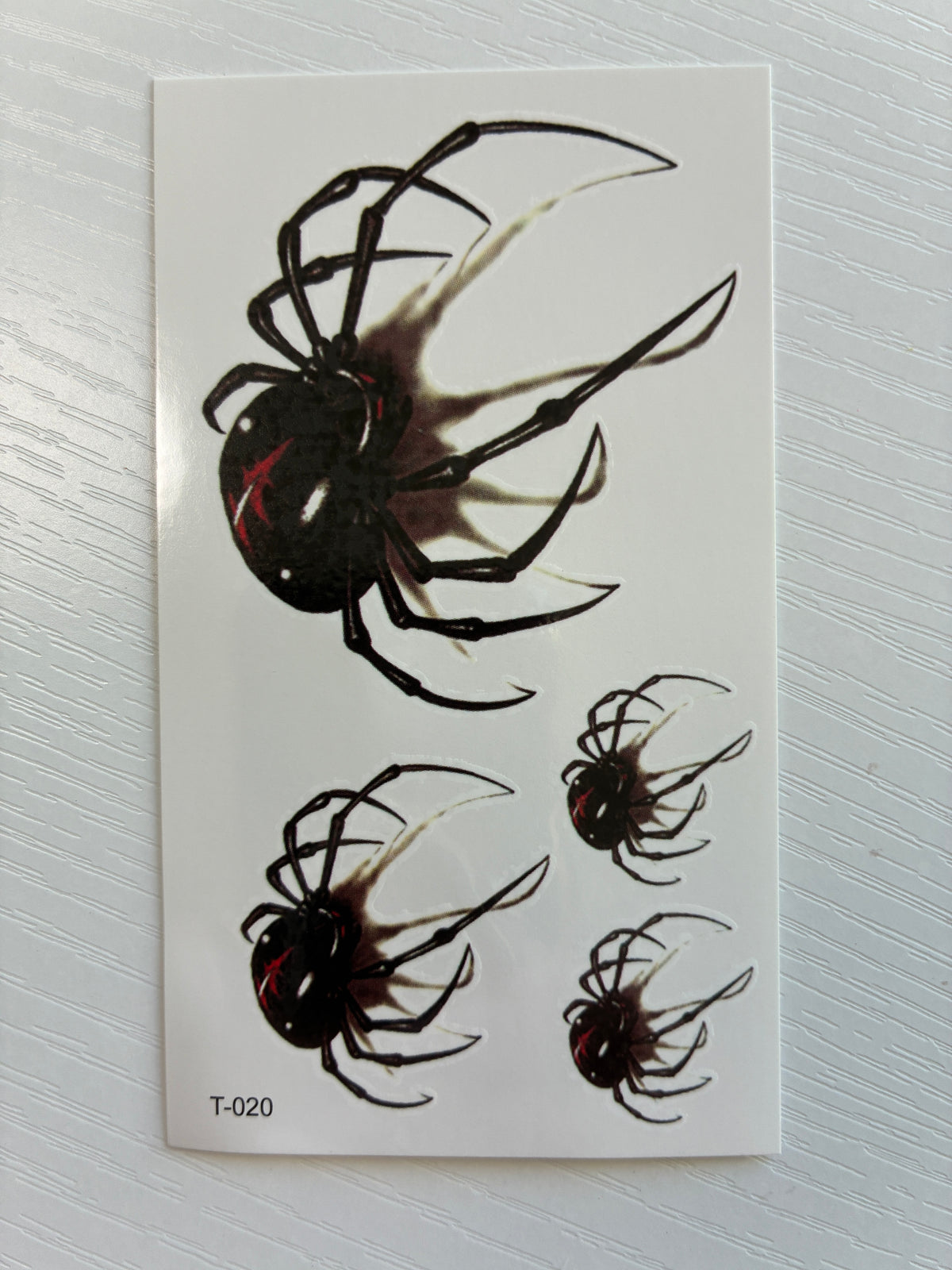 Planche de tatouages éphémères Araignées Noires – Halloween