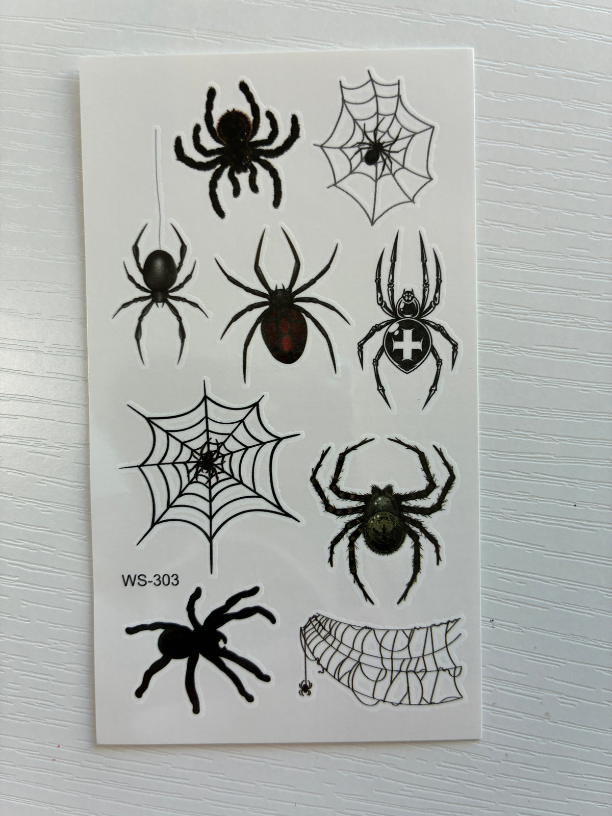 Planche de tatouages éphémères Araignées & Toiles – Halloween