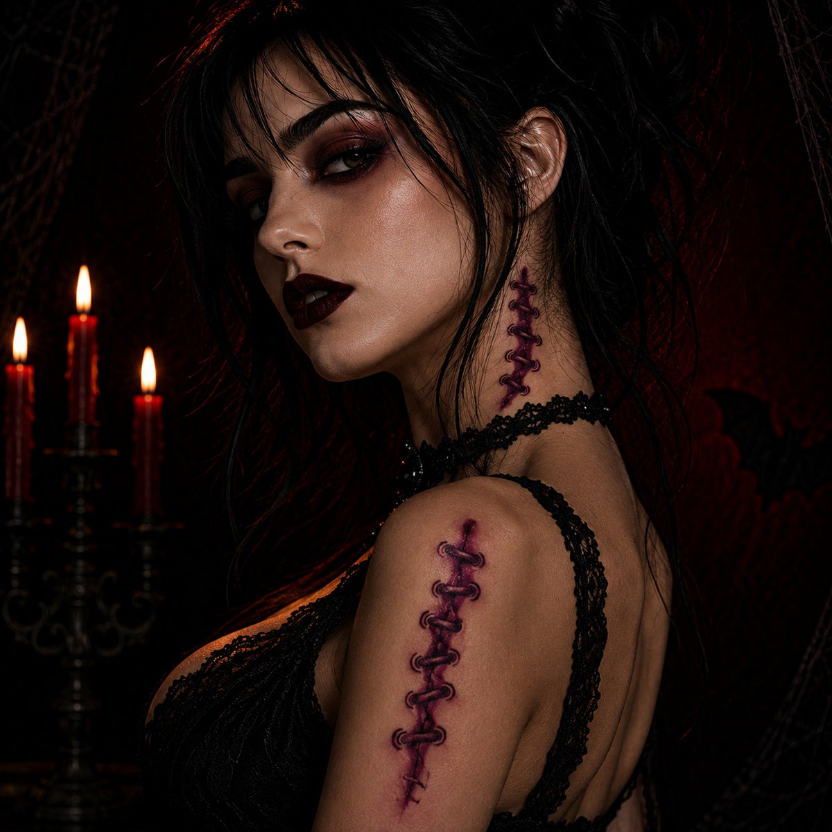Planche de tatouages éphémères Sutures & Cicatrices – Halloween