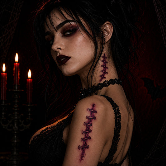 Planche de tatouages éphémères Sutures & Cicatrices – Halloween