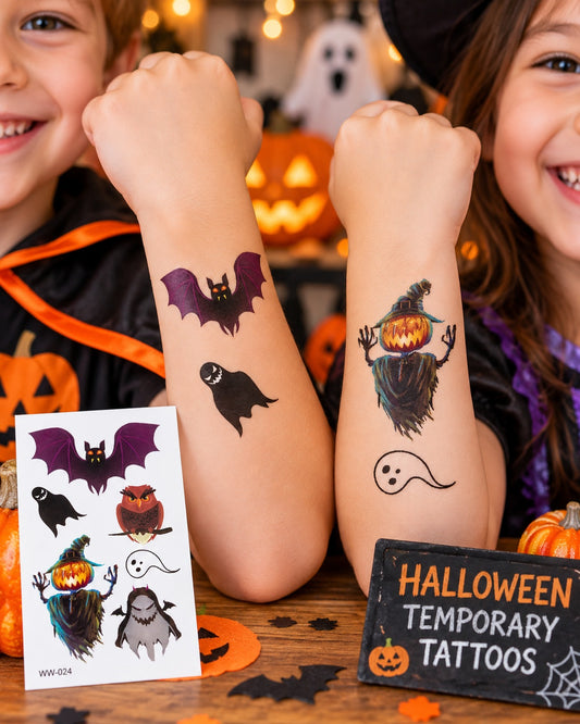 Tatouages éphémères Halloween Enfant – Fantômes & Sorcière