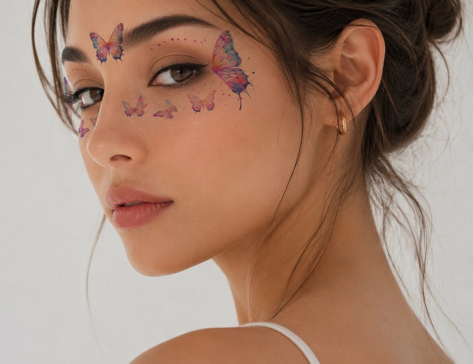 Tatouage éphémère visage Papillons enchantés n°11