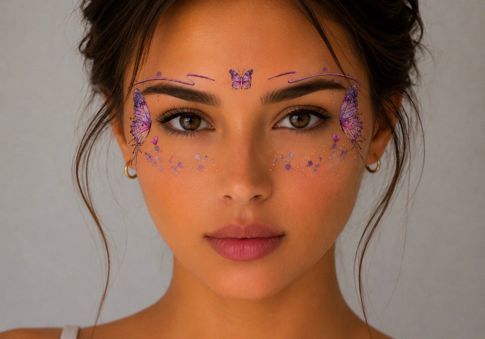 Tatouage éphémère visage Papillons violets n°12