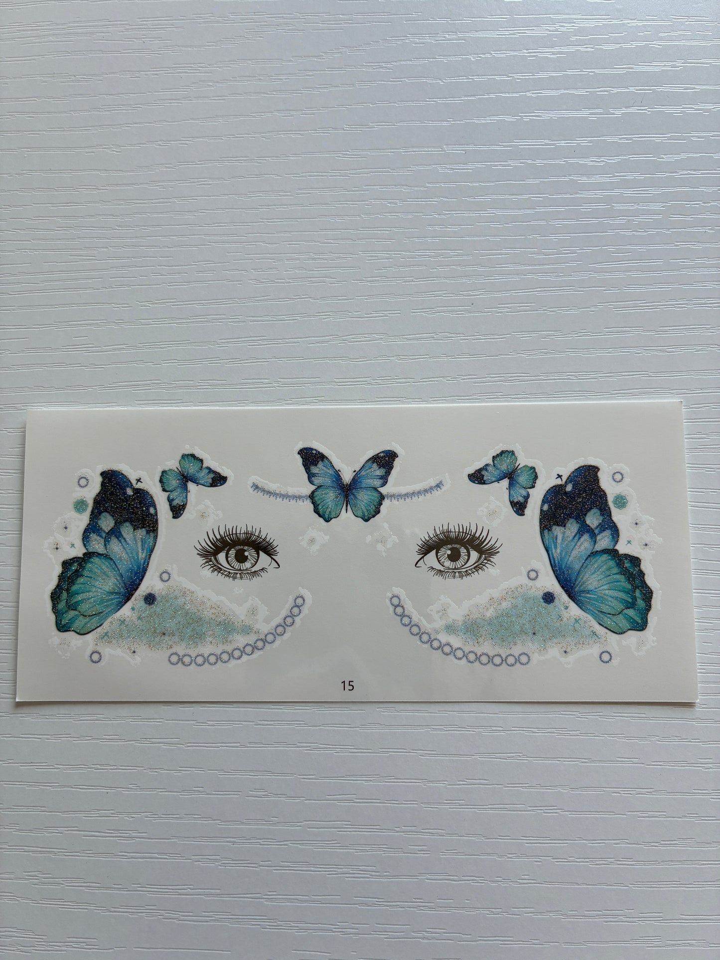 Tatouage éphémère visage Papillons bleus n°15