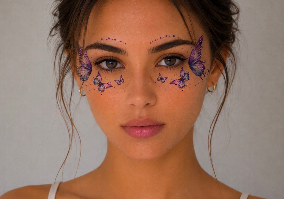 Tatouage éphémère visage Papillons crépuscule n°17