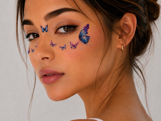 Tatouage éphémère visage Papillons azur n°18