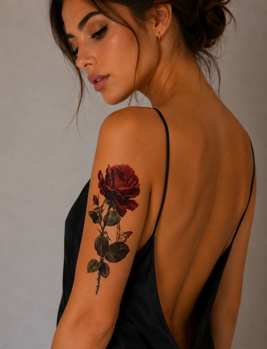 Tatouage éphémère rose éternelle