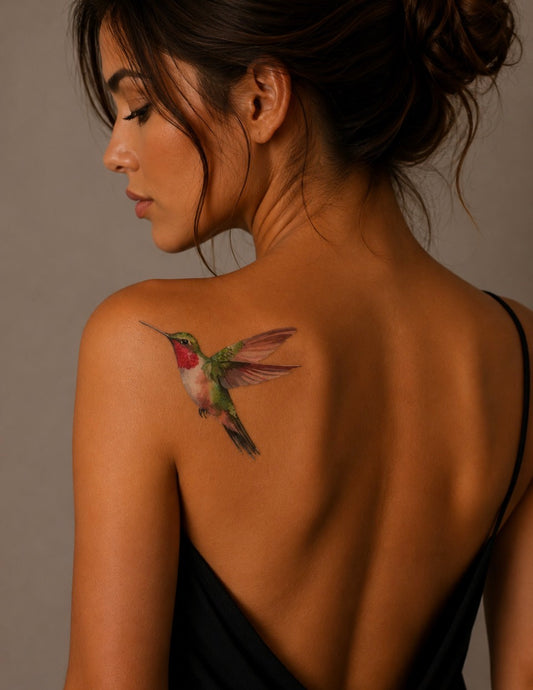 Tatouage éphémère colibri aquarelle N°3 – 2 tatouages