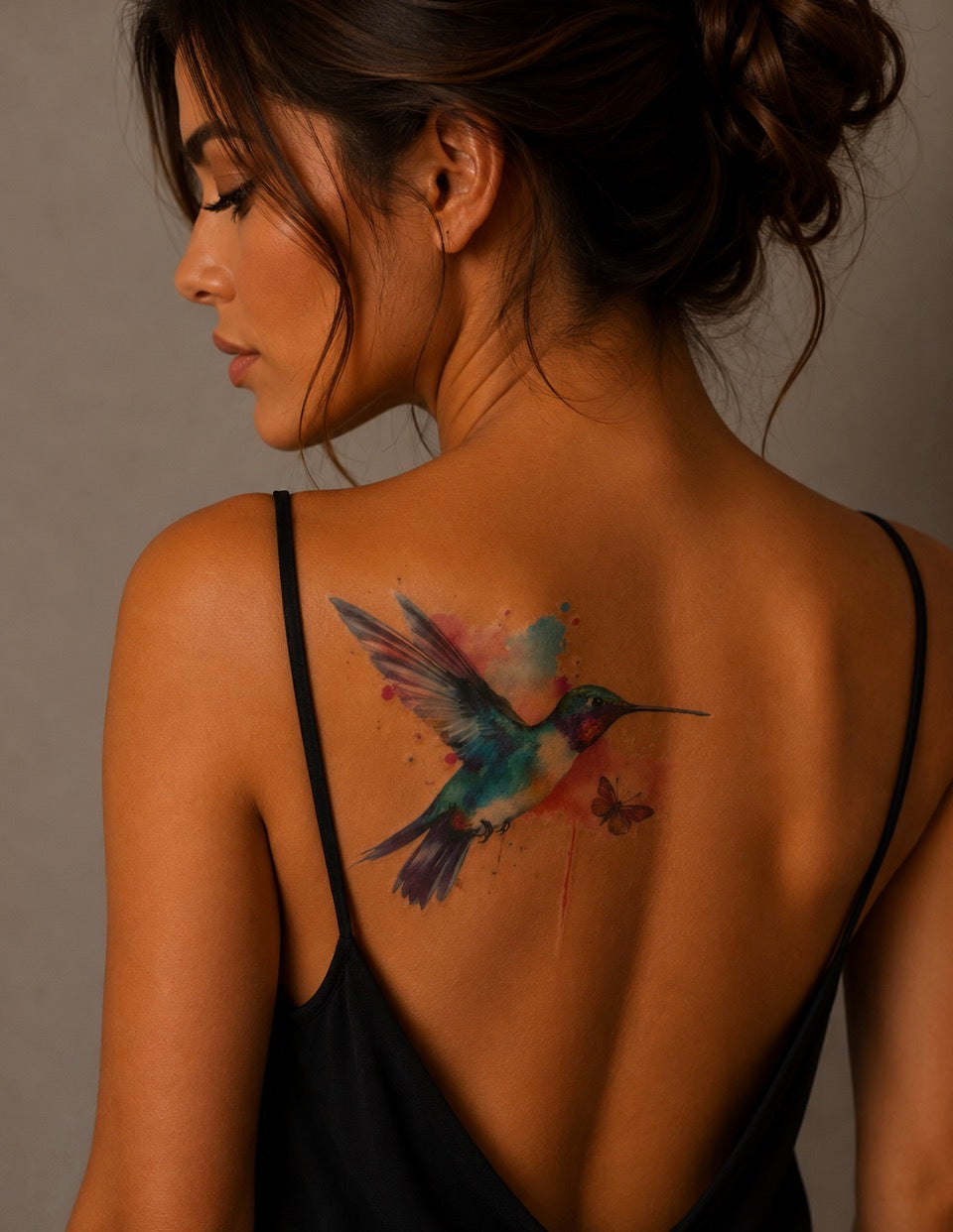Tatouage éphémère colibri aquarelle N°4 – 2 tatouages