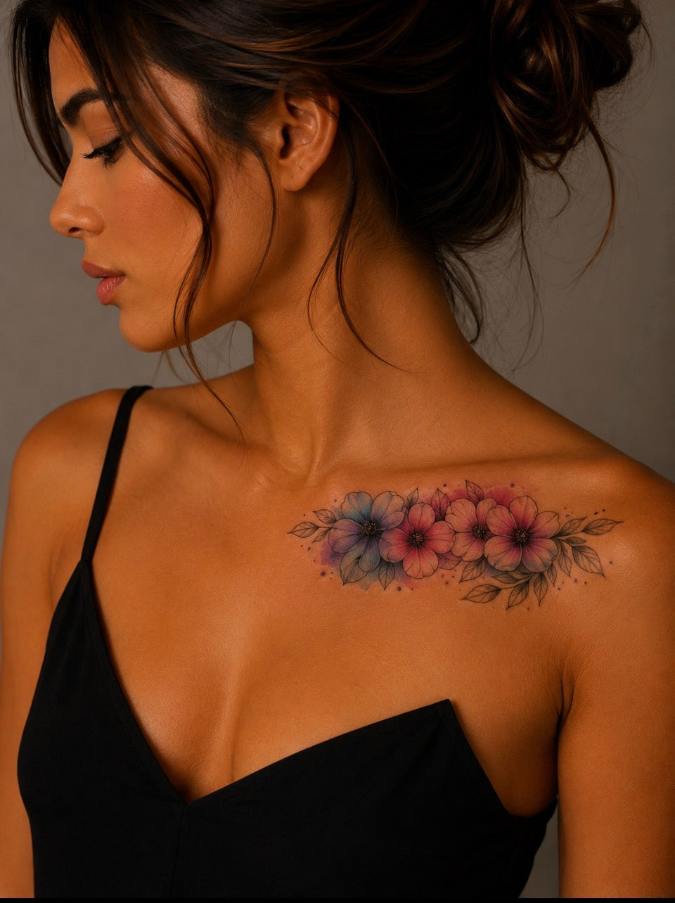 Tatouage éphémère fleurs pastel aquarelle