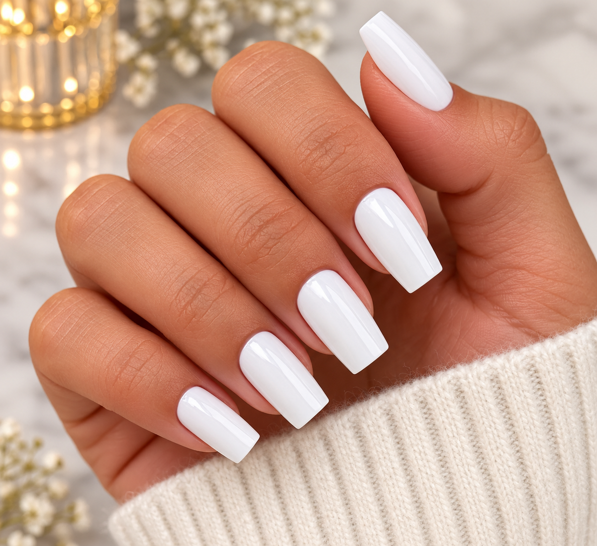 120 capsules carrées blanches – 10 tailles + accessoires de pose