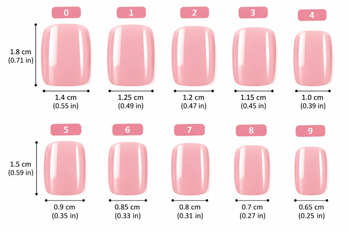 120 capsules carrées roses – 10 tailles avec kit de pose