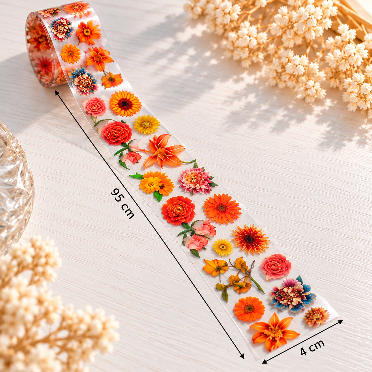 Foil Nail Art – Fleurs orangées et multicolores